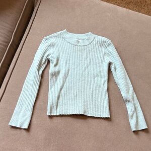Zara Long Sleeve Ribbed Top - Light Cream